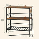 IBUYKE Kitchen Island with Storage, Bakers Rack with Power Outlet,Microwave Stand with Large Worktop,Rolling Bar Cart for Home, Outdoor, Kitchen,Rustic Brown and Black TMJ029H by CozyNest Decor