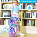 gxtvo Girls Rolling Backpack, Cute Unicorn Roller Wheels Kids Bookbag - Wheeled Elementary School Bag - 3PCS Unicorn by TinyTreasures Baby Boutique