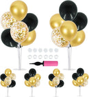 TONIFUL 6 Set Balloon Centerpieces for Table Black Gold Confetti Balloon Stand Kit for 2025 Graduation Party Decoration Birthday Anniversary Halloween 2025 Party Decorations by TinyTreasures Baby Boutique
