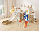 YUFU 12 in 1 Kids Slide for Toddlers, Toddler Slide Playset with Golf, Drawing Board, Climber, Basketball Hoop and Storage Space, Indoor Outdoor Toddler Playground for Kids Age 1-3 (Brown) by TinyTreasures Baby Boutique