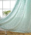MIUCO Floral Embroidered Semi Sheer Curtains Faux Linen Grommet Window Panel Pair for Kitchen 52 x 63 Inch, Subtle Green by CozyNest Decor