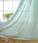 MIUCO Floral Embroidery Semi Sheer Curtains Faux Linen Grommet Panels for Living Room 52 x 84 Inch 2 Panels Set, Subtle Green by CozyNest Decor