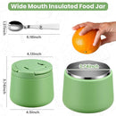 14oz Insulated Vacuum Food Jar with Buckle Lid,Soup Thermo for Hot Food Kids,Wide Mouth Leakproof Stainless Steel Lunch Container with Spoon-Green by TinyTreasures Baby Boutique