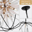 31.5" Black Gold 16-Light Globe Sputnik Chandelier Modern Industrial Adjustable Hanging Ceiling Pendant Light Fixture for Entryway Foyer Stairway Dining Living Room Hallway by CozyNest Decor