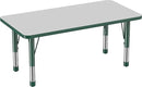 FDP Rectangle Activity School and Kids Classroom Table (24 x 48 inch), Toddler Legs, Adjustable Height 15-24 inches - Gray Top and Green Edge by CozyNest Decor
