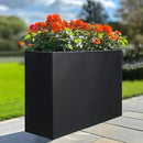 Metal Rectangular Planter Box Tall Planters for Outdoor Plants Modern Heavy Duty with Drainage Holes for Outside Indoor Patio Deck - Black, 32”x 12”x 24” by GreenHaven Gardens