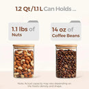 ComSaf 1.2 QT Glass Storage Containers with Lids, Glass Jars with Lids, Clear Food Jar, Square Canister Set of 6, Pantry Organizers and Storage for Cookie Flour Oat Pasta Tea Coffee Bean by CozyNest Decor