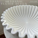 OAKOA Concrete Decorative Bowl - White Large Decorative Bowls for Home Decor - Coffee Table Bowl Decor - Scalloped Ruffle Centerpiece Bowl by CozyNest Decor
