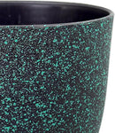 Plant Pots 9/8/7.5inch, Set of 3 Modern Decorative Plastic Planters with Drainage Holes and Saucer for Garden House Plants, Flower Pots for Indoor Outdoor Plants, Black with Green Speckles by GreenHaven Gardens