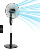 Amazon Basics 16" Pedestal Fan with Remote, Floor Fan, Standing Fan for Bedroom, Living Room, Office, with 3 Speeds, 3 Modes, Timer, Dual-Layered Blades, Adjustable Height, Tilt Head, 60W, Black by CozyNest Decor