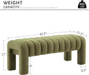 43.3" Bedroom Bench, Upholstered Entryway Bench, Modern End of Bed Ottoman with Solid Wood Legs and Adjustable Foot Pegs for Entryway, Dining Room and Living Room (Green Boucle) by CozyNest Decor