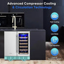 30" Stainless Steel Wine & Beverage Refrigerator - Dual Zone, Built-in/Freestanding with Upgraded Cooling - 30 Bottles & 110 Cans Capacity by CozyNest Decor