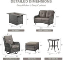 8 Piece Outdoor Patio Furniture Set - 41" CSA Propane Fire Pit Table Patio Conversation Set with Swivel Rocker Outdoor Chairs, Wicker loveseat and Ottoman for Outside Casual Gathering by GreenHaven Gardens