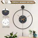 Large Modern Wall Clock,Wall Clocks for Living Room Decor,Classical Metal Minimalist Roman Numeral Dial,Big Decorative Farmhouse Pendulum Wall Clock With Walnut Pointers for Office,Dining Room by CozyNest Decor