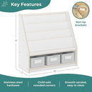 Guidecraft EdQ Book and Bin Display White with 3 Storage Bins: Wooden Kids Bookcase and Toy Storage Organizer; Homeschool and Classroom Bookshelf Furniture by TinyTreasures Baby Boutique