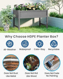 HDPE Raised Garden Bed with Legs, Outdoor Weather-Resistant Elevated Planter Box Stand for Seeds, Herbs, Flowers, Vegetables (Grey) by GreenHaven Gardens