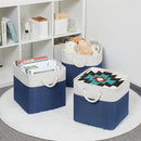 Bidtakay Storage Baskets Large Cube Storage Bins Fabric Baskets for Organizing Shelves 13x13 Navy Blue Square Storage Bins Large Set of 3 Linen Closet Organizers for Cabinet Home by TinyTreasures Baby Boutique