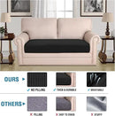 H.VERSAILTEX Super Stretch Individual Seat Cushion Covers Sofa Covers Couch Cushion Covers Slipcover Sets Thick Jacquard Textured Twill Fabric (1 Piece Loveseat Cushion Cover, Black) by CozyNest Decor