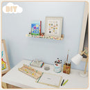 Fun Memories Picture Ledge Shelf for Wall, 36 inch Pine Wood Nursery Book Shelves Set of 2- Wall Book Shelves for Kids Room, Home Decor - Kitchen Spice-Natural by TinyTreasures Baby Boutique