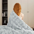 Touchat Luxury 1000GSM Faux Rabbit Fur Throw Blanket, Super Heavy Warm Cozy Grey Blankets for Couch Bed Sofa, Ruched Plush Fuzzy Elegant Soft Reversible Mink Blanket for Living Room Bedroom by CozyNest Decor