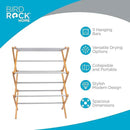 BirdRock Home Wooden Clothes Drying Rack | 3-Tier Foldable Bamboo Laundry Stand | Water-Resistant, Fully Assembled, Collapsible Indoor/Outdoor Dryer for Hanging Clothes | Grey by CozyNest Decor