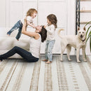 9x12 Area Rug Living Room Rugs, Boho Stain Resistant Washable Rug, Vintage Large Non-Slip Backing, Low Pile Lightweight Print Rug for Bedroom Dinning Room Home Office (Beige) by TinyTreasures Baby Boutique