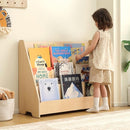 OOOK Kids Bookshelf, Wooden 4-Tier Front Facing Book Display Shelf for Kids, Toddler Montessori Bookshelf for Classroom, Playroom, Nursery by TinyTreasures Baby Boutique