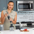OVENTE Immersion Hand Blender, 300W Electric Handheld Portable Stick Mixer Set with 2 Mixing Speed, Stainless Steel Blades, Egg Whisk Attachment, Mixing Beaker and BPA-Free Food Chopper, Black HS565B by TinyTreasures Baby Boutique