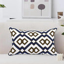 Alysheer Embroidered Lumbar Decorative Throw Pillow Cover 12"x 20", Classic Boho Geometric Embroidery Pattern Cotton Rectangular Cushion Case for Sofa Couch Living Room Bedroom(Blue Brown) by CozyNest Decor