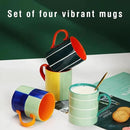 Koja Colorful Hand Painted 16 oz. Porcelain Ceramic Mugs Set. Service for 4. by CozyNest Decor