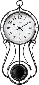 CLXEAST 20 Inch Black Metal Pendulum Wall Clock, Large Schoolhouse Regulator Wall Clocks for Living Room Decor,House Warming Gifts New Home,Gifts for Women by CozyNest Decor