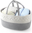 PandaEar Baby Diaper Caddy Organizer for Boys Girls, Portable Baby Diaper Basket, Travel Cotton Rope Diaper Caddy Change Organizer for Baby Shower Gifts Newborn Infants by TinyTreasures Baby Boutique