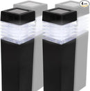 TECHKO Solar Small Bollard Rectangular Pathway Lights – 4-Pack, Dusk-to-Dawn, Weather-Resistant Outdoor LED Lighting by GreenHaven Gardens