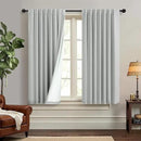 Grey Short Small Window Room Darkening Curtains 54 Inches Long 2 Panel for Bedroom Basement Boho Linen Soundproof Blackout Gray Thermal Curtains for Winter Insulated Drapes Cafe Back Tab 52x54 Length by CozyNest Decor