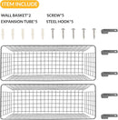 2 Sets Extra Large Hanging Wall Basket, Grey Metal Wire Baskets with Steel Hooks for Organizing, WallmountedFruit Vegetable Toy Snack Storage, Home Kitchen Bathroom Laundry Pantry Organizer by GreenHaven Gardens