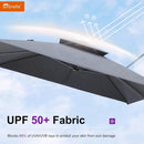 PURPLE LEAF Cantilever Umbrella 12FT Heavy Duty Large Double Top Offset Hanging 360° Rotation Square Umbrella for Garden Patio Deck Pool Backyard Cast Slate by GreenHaven Gardens