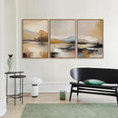 Tinonedraw Beige Mountain Landscape Framed Canvas Wall Art, Abstract Mid Century Modern Wall Decor, Golden Hour Lake Artwork, Neutral Nature Scenery Art Printing for Living Room Bedroom Office 16"x24"x3 by CozyNest Decor
