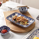 Selamica Ceramic Rectangular Salad Plates Set of 4, 8 Inch Small Serving Plates for Appetizers, Sushi, Fruit, Vintage Blue by CozyNest Decor