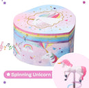 Jewelkeeper Music Jewelry Box for Girls - Sturdy Plastic with Fancy Mirror Twirling Unicorn Figurine and Flocked Lining - Kids Jewelry Box for Secrets and Keepsakes - Heart Shaped Unicorn Print by TinyTreasures Baby Boutique