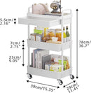 Calmootey 3-Tier Rolling Utility Cart with Drawer,Multifunctional Storage Organizer with Plastic Shelf & Metal Wheels,Storage Cart for Kitchen,Bathroom,Living Room,Office,White by CozyNest Decor