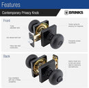 BRINKS – Contemporary Privacy Locking Interior Ball Door Knob, Matte Black - Designed for Sleek and Modern Homes and Blends Seamlessly with Interior Décor (E2436-122) (8 Pack) by TinyTreasures Baby Boutique