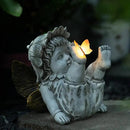 Garden Fairy Outdoor Solar Decor, Resin Ornaments for Patio Lawn Yard Porch, Playful Garden Flower Fairy Statues for Outside Angel Gifts, 7.91 Inches Tall by GreenHaven Gardens