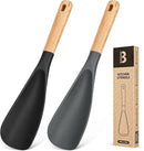 Cooking Spoon for Nonstick Cookwares, Great for Cooking and Serving Sturdy BPA-Free Matte Silicone, Wood Handle Spoon for Mixing, Scoop, and Scrape (Black & Grey, 11.4 inch) by CozyNest Decor