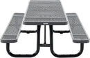 Global Industrial 8’L Rectangular Picnic Table, Expanded Metal, Gray Thermoplastic Coating, Attached Benches, 1-1/2” Umbrella Pole Hole, Outdoor-Rated, 1000 lb Capacity, 96” x 30” Tabletop by GreenHaven Gardens