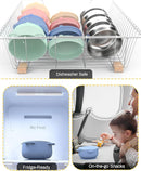Baby Suction Bowls with Lids 4-Pack, 2-in-1 Stainless Steel 304 Toddler Bowl & Removable Silicone Suction Kids Bowl Plate Set Non Toxic Snack Dishes for Self-Feeding, Organic Bloom by TinyTreasures Baby Boutique