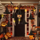 80 Pcs Halloween Hanging Witch Hats and Taper Floating Candles Set Includes 12 Witch Hats 12 LED Floating Candles Lights 56 3D Bats Wall Stickers for Halloween Decoration Front Porch Yard Decor by GreenHaven Gardens