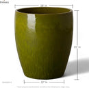 Emissary Bullet 18 in. Green Ceramic Round Planter (18 in. L x 18 in. W x 21 in. H) with Drainage Hole by CozyNest Decor