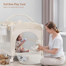 4 in 1 Baby Bassinet, Pack and Play, Bedside Crib Sleeper, Diaper Changer - Comes with Mattress, Mosquito Net，Bottom Storage and Toy Bar for Newborn to Toddles by TinyTreasures Baby Boutique