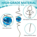 Gazing Ball Spiral Tail, Wind Spinner Spiral Peacock Blue Crystal Orb with Swivel Hook, Sun Catcher Rainbow Maker Hanging Decor for Yard Garden Rotating Art Ornaments Great Gifts 13" Height by GreenHaven Gardens
