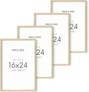 HAUS AND HUES Picture Frames 16x24 - Set of 4 Standalone Beige Oak Frame 16x24 Picture Frames for Wall, Poster Frames 16x24, 16 x 24 Gallery Wall Frame Set, 16 by 24 Picture Frame (Beige Frame) by CozyNest Decor